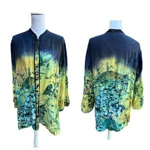 Citron of Santa Monica 100% Silk Kimono Style Jacket or Tunic Blouse